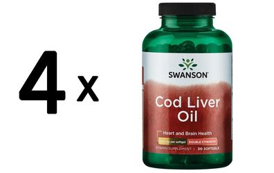 4 x Cod Liver Oil, Double-Strength - 30 softgels