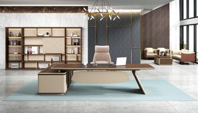 Design Eckschreibtisch Büro Einrichtung Chef Zimmer Möbel Tisch Büromöbel neu