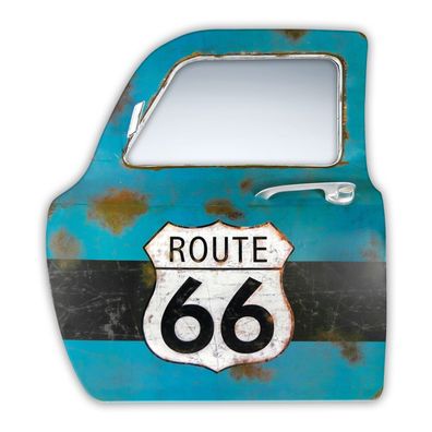 Autotür mit Spiegel Route 66 - 61x67x9,5 cm Werkstatt Retro Highway 66