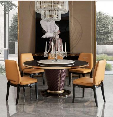 Designer Stuhl Luxus Lehnstuhl Polster Stühle 1x Sessel Wohn Ess Zimmer Leder