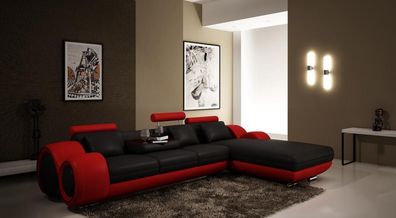 Patentiertes Design Ecksofa Sofa + USB, olster Leder Ecke Wohnlandschaft BERLIN