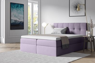 FURNIX Boxspringbett ERNIE 160x200 mit Bettkasten & Topper SR65 violett