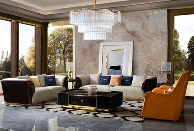Komplette Sofagarnitur 4tlg. Set Couchtisch sofa Sitzgarnituren Ledercouchen Neu