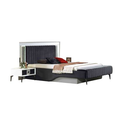 Graues Luxus Bett Designer Schlafzimmer Möbel Holz Bettrahmen Edle Möbel