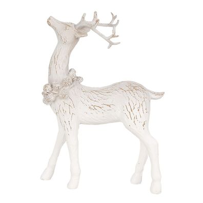 Clayre & Eef Dekorationsfigur Hirsch 19 cm Weiß Kunststoff (Gr. 13x5x19 cm)