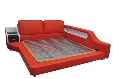 Doppel Luxus Design Leder Bett Polster Betten mit USB Hotel Multifunktion LB8841