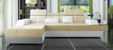 Stoffsofa Ecksofa Textilsofa Sofa + USB Textil Stoff Wohnlandschaft Polster Neu