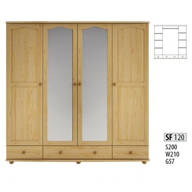 Kleiderschrank Schlafzimmer Holz Schrank Echte Handarbeit Vollholz Schrank 4trg