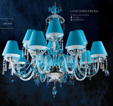 Design Bohemia Kronleuchter Decken Leuchte Blaue Kristall Lampe Lampen Leuchten