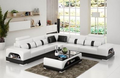 Ecksofa mit USB, ouch Sofa Wohnlandschaft Sitz Eck Garnitur Leder Textil Sandber