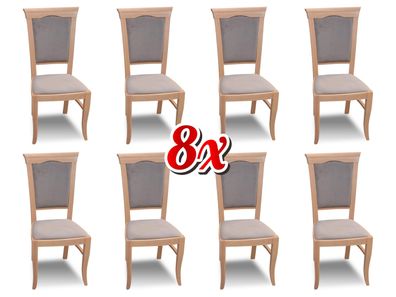 Garnitur Lehn Designer Gruppe Neu Ess 8x Stuhl Zimmer Stühle Polsterstuhl Sessel