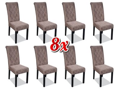 Chesterfield 8x Sessel Design Polster Stühle Stuhl Klassische Lehn Textil Holz