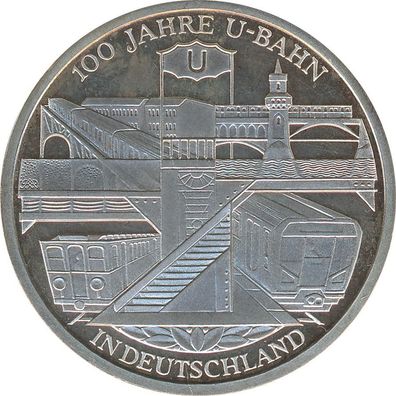 BRD 10 Euro 2002 D 100 Jahre U-Bahn in Deutschland Silber*