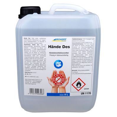 Schopf Hände Des flüssiges Händedesinfektionsmittel - 5 Liter