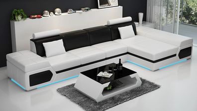 Ledersofa Sofa Couch Wohnlandschaft Ecksofa Garnitur Design Modern Sofa mit USB