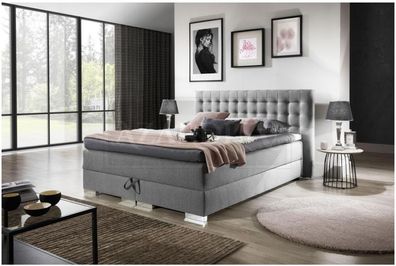 Graue Betten Boxspringbett inkls. Matratze Toppe Komplett Schlafzimmer Bett Neu