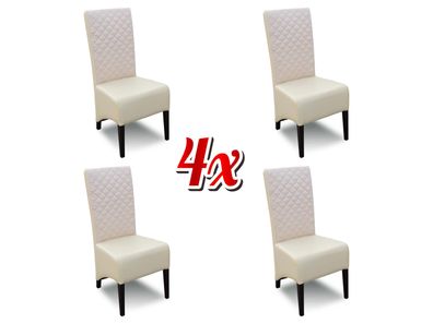 Gruppe 4xStuhl Set Stühle Garnitur Leder Design Neu Gepolsterte Esszimmer Stühle