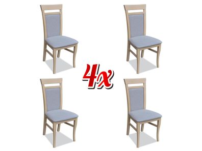 Set 4x Design Stuhl Textil Lehnstuhl Polster Stühle Gastro Esszimmer Holz Stoff