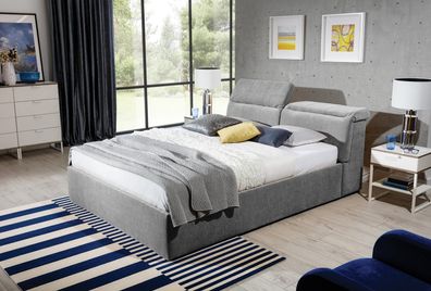 Graues Bettgestell Bett Ehe Doppel Betten Design Polster Schlafzimmer 160x200