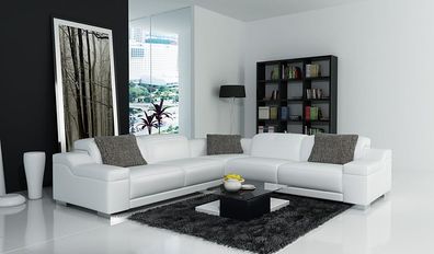 Ledersofa mit USB Sofa Couch Wohnlandschaft Ecksofa Eck Garnitur Design K5002B