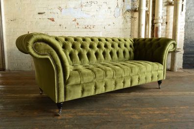 Dreisitzer Design Polster Sitz Textil Sofa 3Sitzer Chesterfield Neu Couch Grüne