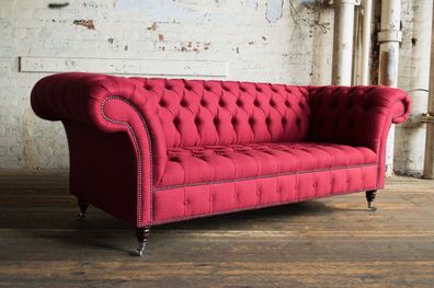 Sofa 3 Sitzer Wohnlandschaft Sofas Couch Polster Garnitur Textil Holz Dreisitzer
