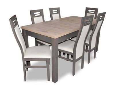 Echtholz Lehnstuhl Möbel Holz Tisch Sitz Ess Zimmer 6x Stühle 7tlg. Set Garnitur