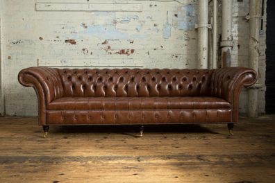 Chesterfield Braun Couch Sofa Polster 4 Sitzer Couchen Sitz Garnitur Sofas 265cm