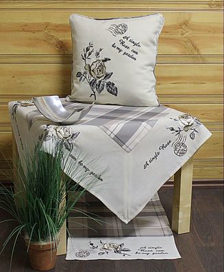 Hossner Rosenline Country Rosen Stickerei Tischdecke Tischläufer Kissenbezug