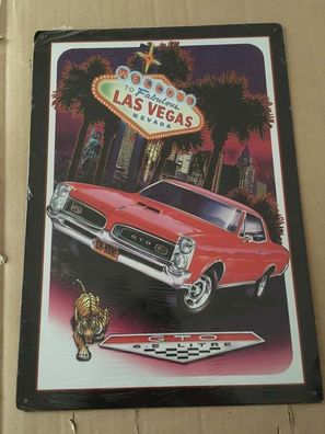 US Blechschild Pontiac GTO Las Vegas ca. 40 x 31 cm