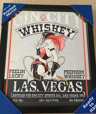 US Spiegel SIN CITY Whiskey Las Vegas - l ca. 30 x 35 cm