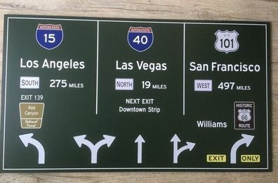 US Strassenschild Los Angeles Las Vegas San Francisco Route 66 - 70x40 cm