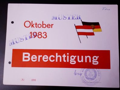 DDR MdI Berechtigungskarte Oktober 1983 MUSTER