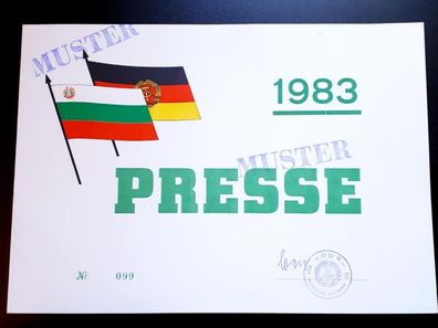 DDR MdI Passierschein Presse 1983 MUSTER