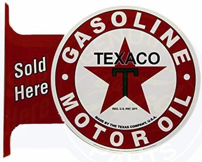 Retro US TEXACO Gasoline Reklameschild beidseitig bedruckt