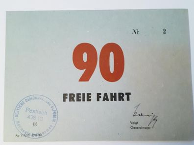 NVA Passierschein Freie Fahrt 90 für Luftstreitkräfte/Luftverteidigung