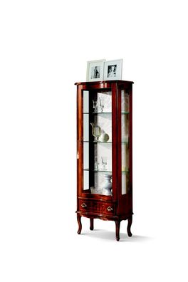 Design Luxus Holz Vitrine Brauner Schrank Glas Türen Anrichte Italienische Möbel