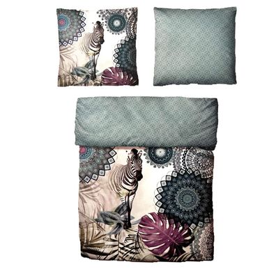 Baumwolle Satin Bettwäsche Digitaldruck Ornamente Zebra 135x200 80x80 Set 2tlg. 4tlg