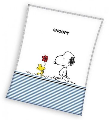 The Peanuts - Snoopy + Woodstock Fleece Decke 130 x 170 cm - 100 % Polyester