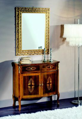 Kommode Holz Möbel Barock mit Spiegel Luxus Italienische Möbel 2tlg Garnitur Neu