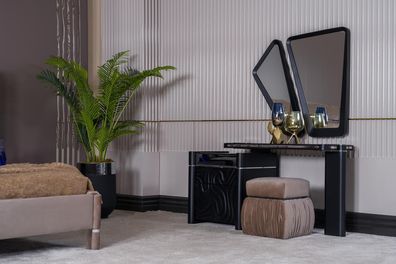 Schminktisch mit Spiegel Hocker Make Up Schlafzimmer Design Möbel Holz 2tlg