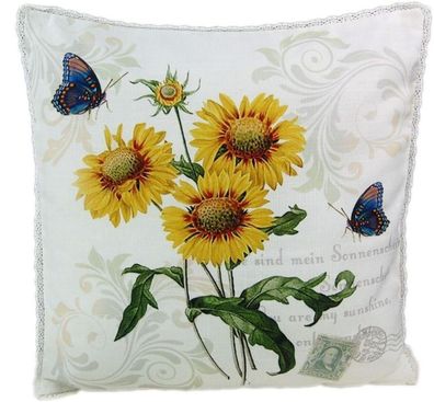 Kissenbezug 40x40 Hossner Sonnenblume Spitze Dekokissen Kissen Kissenhülle
