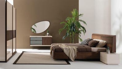 Schlafzimmer Bett Kleiderschrank 2? Nachttische Kommode Spiegel 6tlg Set