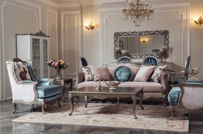 Sofagarnitur Sofa Luxus Sofas Sessel 3 + 1 + 1 Sitzer Couchtisch Design Set 4tlg Neu