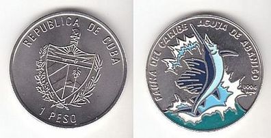 1 Peso Nickel Farb Münze Kuba Fauna der Karibik, Marlin 1994 (110042)
