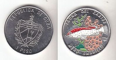 1 Peso Nickel Farb Münze Kuba Fauna der Karibik, Zackenbarsch 1994 (111767)