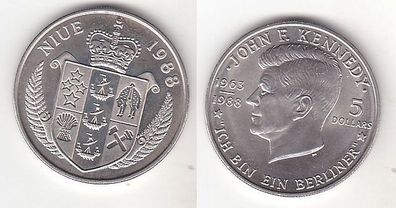5 Dollar Nickel Münze Niue J.F. Kennedy 1988 (107609)