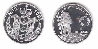 5 Dollar Silber Münze Niue Mondlandung 1992 (112151)