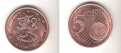 5 Euro Cent Münze Finnland 2002 Stempelglanz (110018)