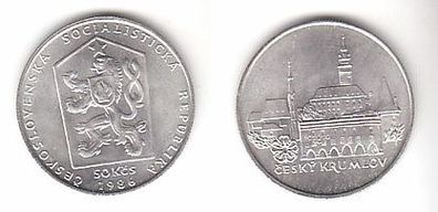 50 Kronen Silber Münze Tschechoslowakei Cesky Krumlov 1986 (110567)